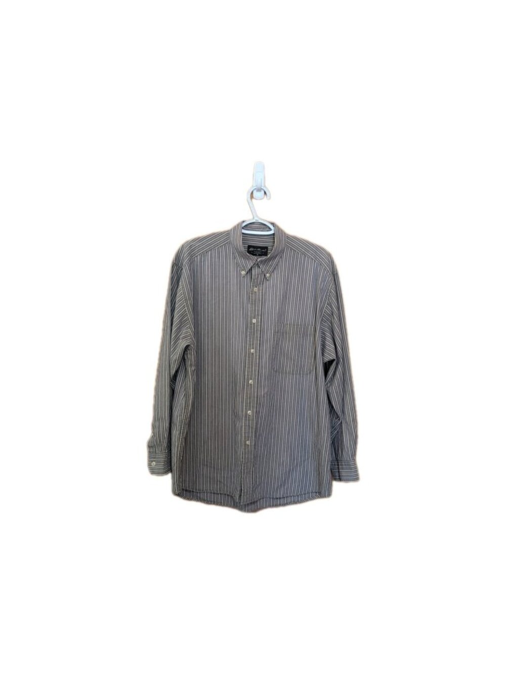 Eddie Bauer Shirt Mens M Gray Striped Long Sleeve Button Down Cotton Casual